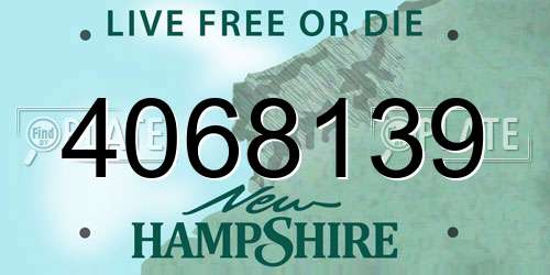 4068139 New Hampshire License Plate
