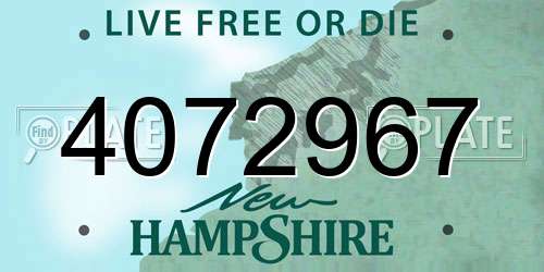 4072967 New Hampshire License Plate