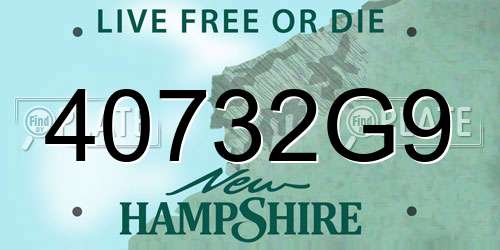 40732G9 New Hampshire License Plate