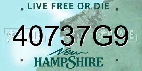 40737G9 New Hampshire License Plate