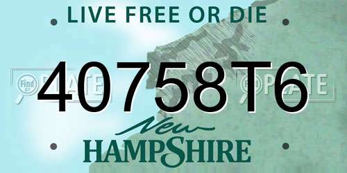 40758T6 New Hampshire License Plate