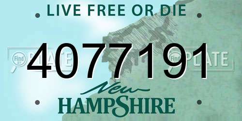 4077191 New Hampshire License Plate