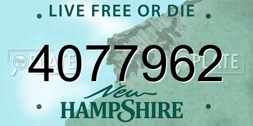 4077962 New Hampshire License Plate