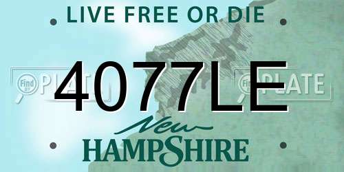 4077LE New Hampshire License Plate
