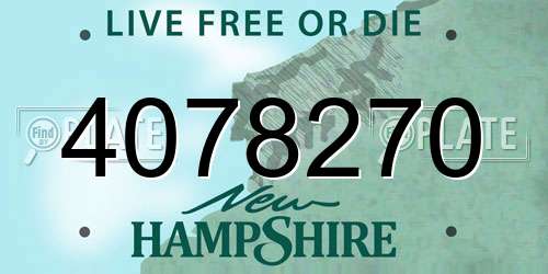 4078270 New Hampshire License Plate