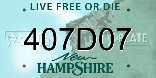 407D07 New Hampshire License Plate