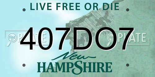 407DO7 New Hampshire License Plate