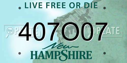 407O07 New Hampshire License Plate