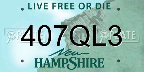 407QL3 New Hampshire License Plate