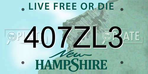 407ZL3 New Hampshire License Plate