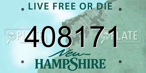 408171 New Hampshire License Plate