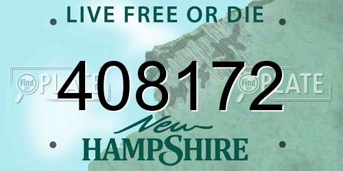 408172 New Hampshire License Plate
