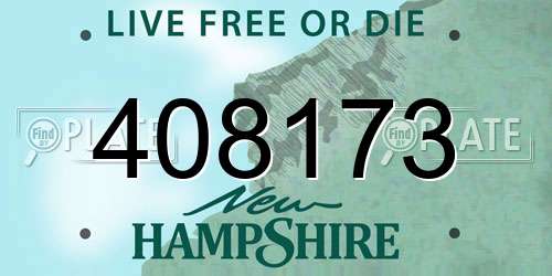 408173 New Hampshire License Plate