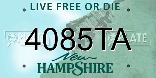4085TA New Hampshire License Plate