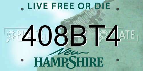 408BT4 New Hampshire License Plate