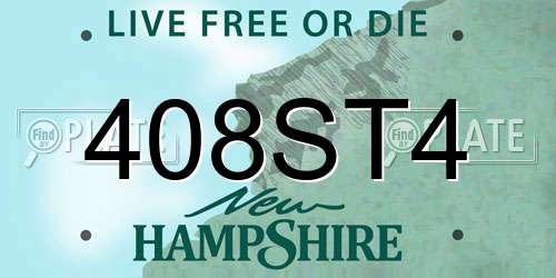 408ST4 New Hampshire License Plate