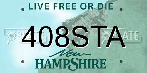 408STA New Hampshire License Plate