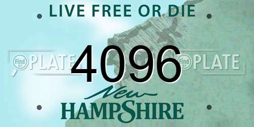 4096 New Hampshire License Plate