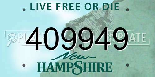 409949 New Hampshire License Plate