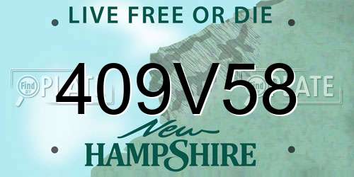 409V58 New Hampshire License Plate