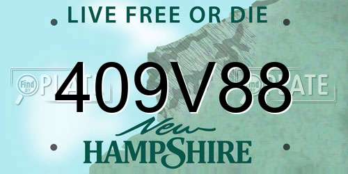 409V88 New Hampshire License Plate