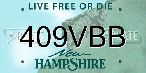 409VBB New Hampshire License Plate