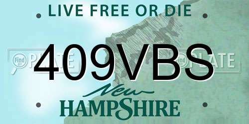 409VBS New Hampshire License Plate