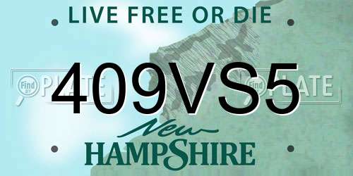 409VS5 New Hampshire License Plate