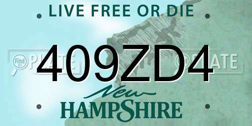 409ZD4 New Hampshire License Plate