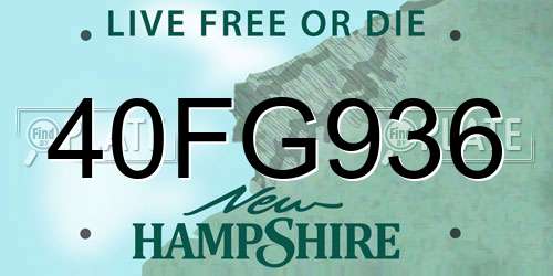 40FG936 New Hampshire License Plate