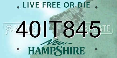 40IT845 New Hampshire License Plate