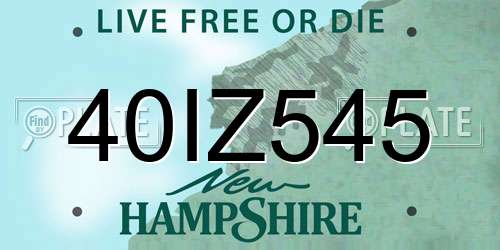 40IZ545 New Hampshire License Plate