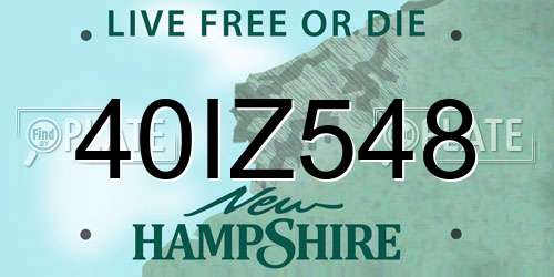 40IZ548 New Hampshire License Plate