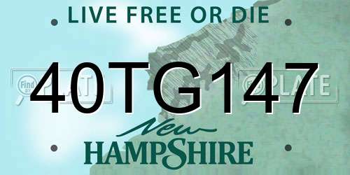 40TG147 New Hampshire License Plate