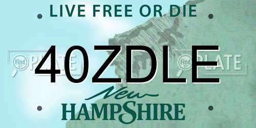 40ZDLE New Hampshire License Plate