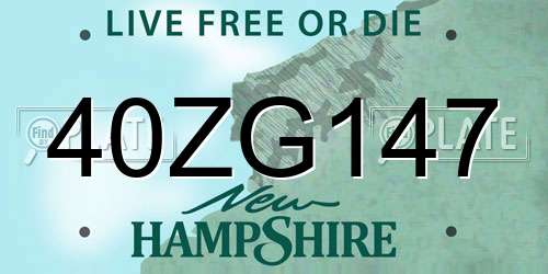 40ZG147 New Hampshire License Plate