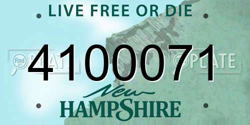 4100071 New Hampshire License Plate