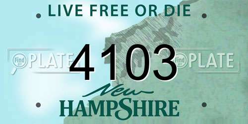 4103 New Hampshire License Plate