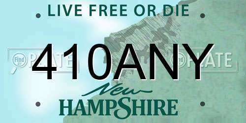 410ANY New Hampshire License Plate