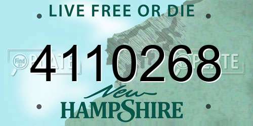 4110268 New Hampshire License Plate
