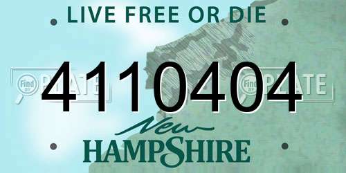 4110404 New Hampshire License Plate
