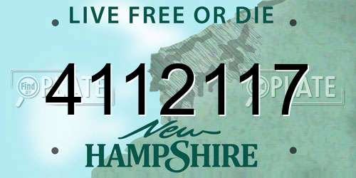 4112117 New Hampshire License Plate