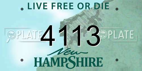 4113 New Hampshire License Plate
