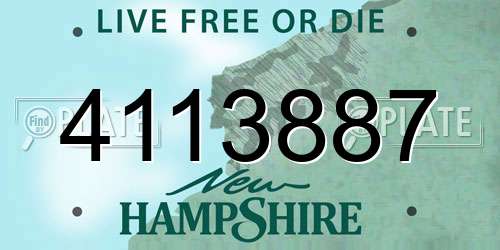 4113887 New Hampshire License Plate