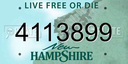 4113899 New Hampshire License Plate