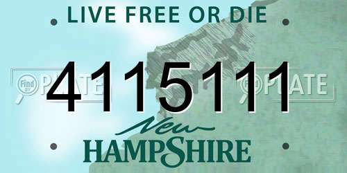 4115111 New Hampshire License Plate