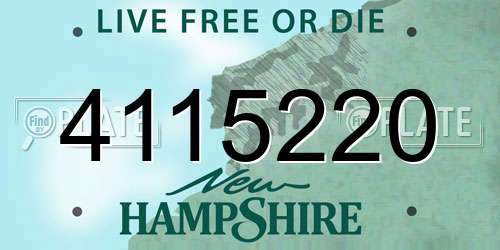 4115220 New Hampshire License Plate