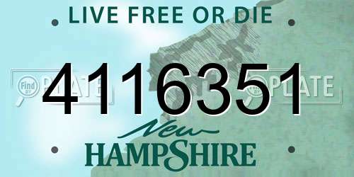 4116351 New Hampshire License Plate