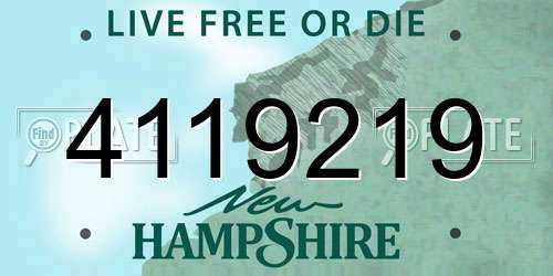 4119219 New Hampshire License Plate