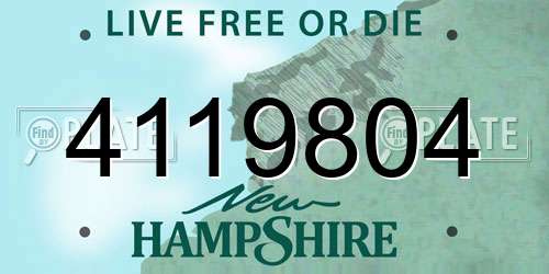 4119804 New Hampshire License Plate